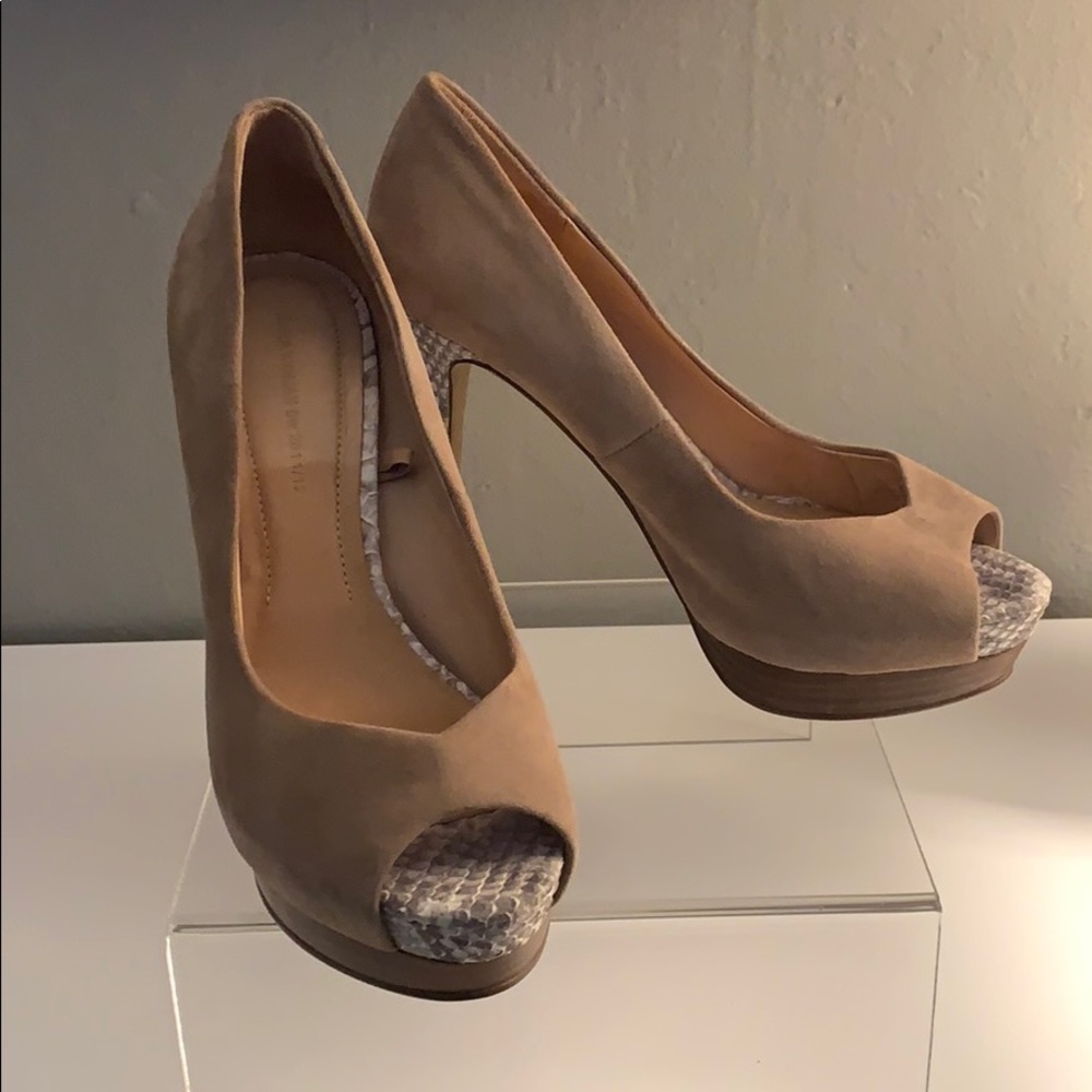 Zara platform peep-toe pumps